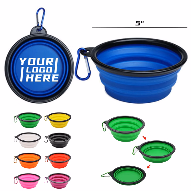 Collapsible Silicone Pet Bowl With Carabiner  MOQ50pcs
