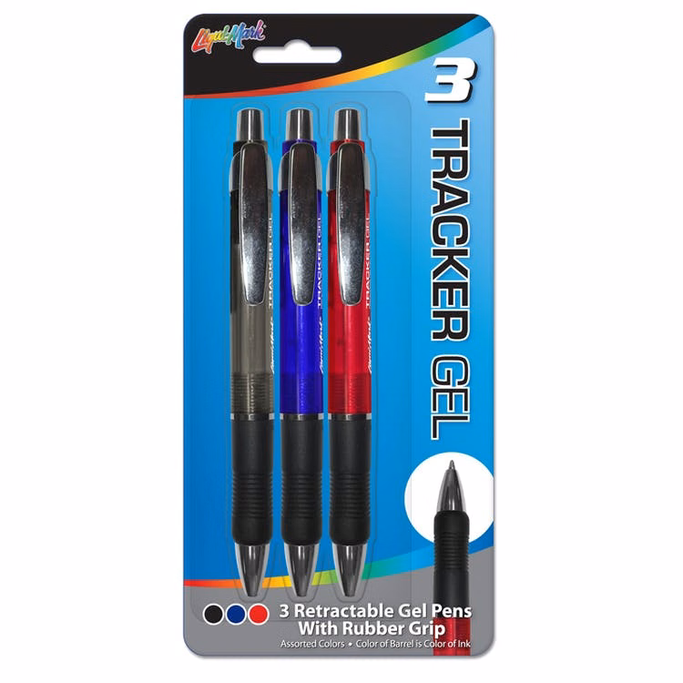 Gel Pens with Rubber Grip - 3 Pack