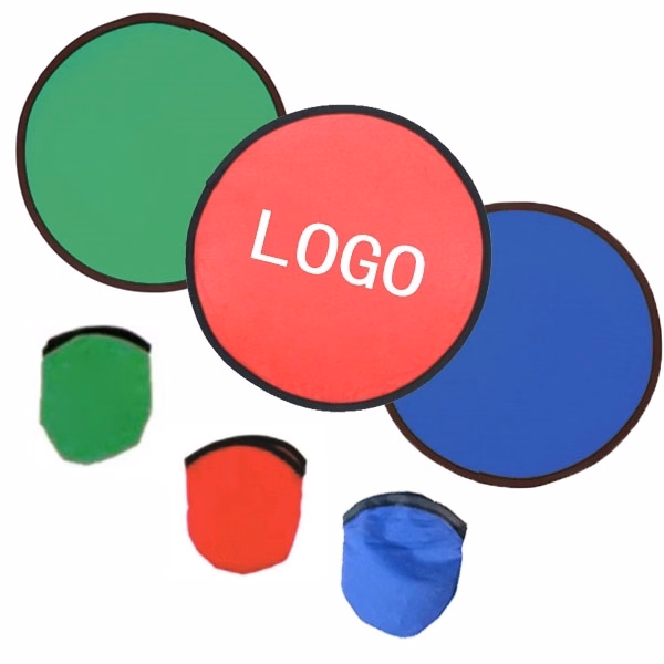Folding Flyer Disc Hand Fan with Pouch