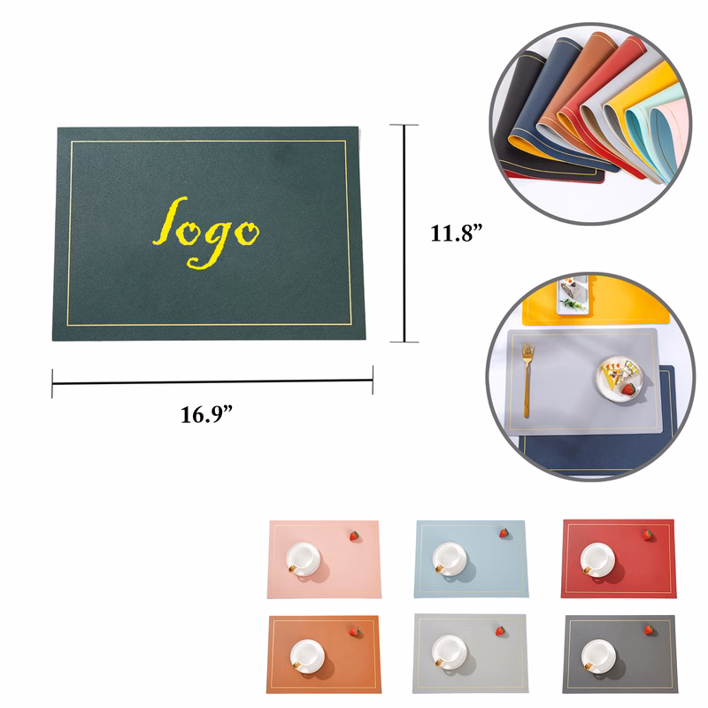 MOQ50 Waterproof Solid PU Leather Dining Mats