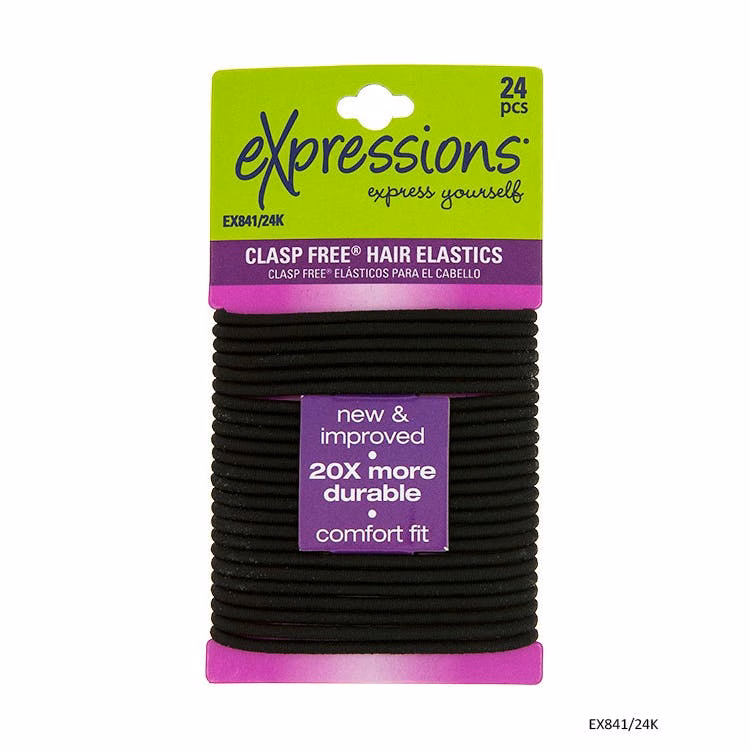 Elastic Hair Bands - Black 24 Pieces