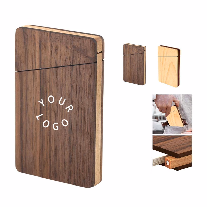 Walnut Wood Business Card Holder with Magnetic Closure
