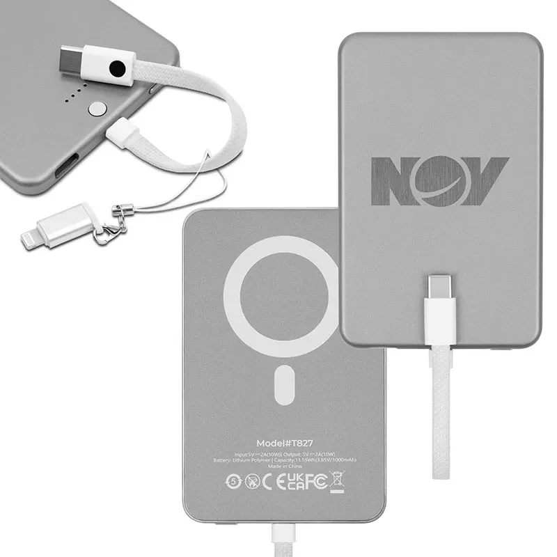 Ultra Thin Metal Magnetic Power Bank 3000mAh 1