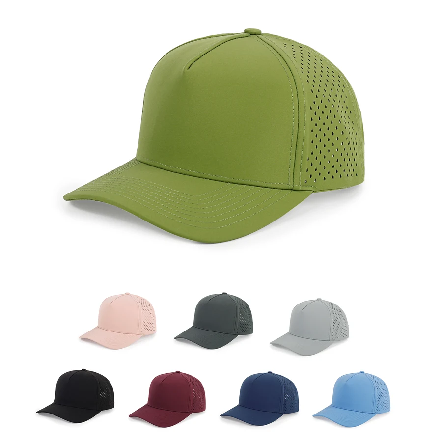 Stock Solid Color Quick Dry Poly 5-Panel Cap w/ Perforated 1