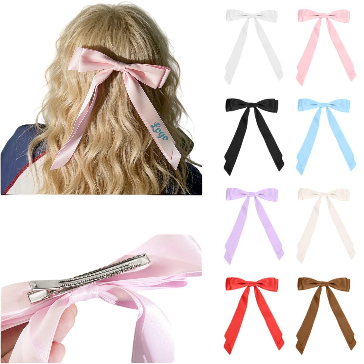 Silky Satin Hair Bow Barrettes 1