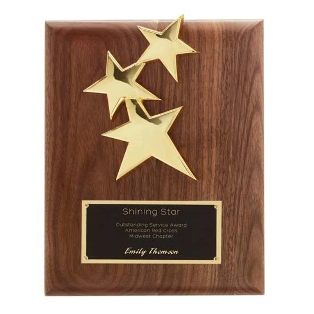 Constellation - Walnut/Gold, custom award with logo imprint 1