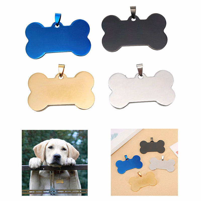 Stainless Steel Dog Tag Bone Hangtags Pet
