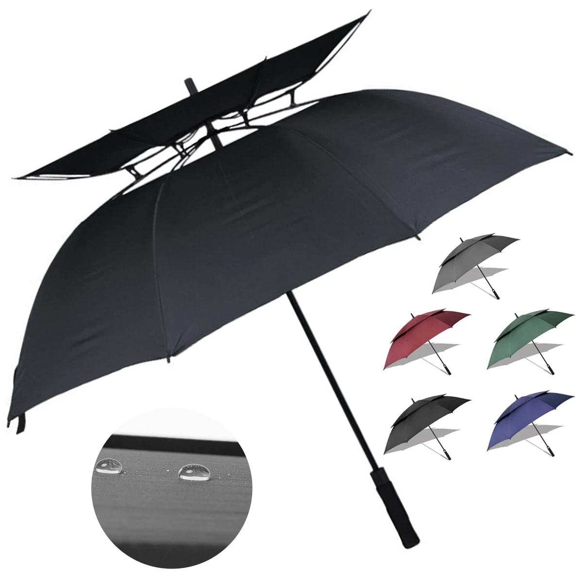 Double Canopy Vented Golf Umbrella for Wind Resistance 1