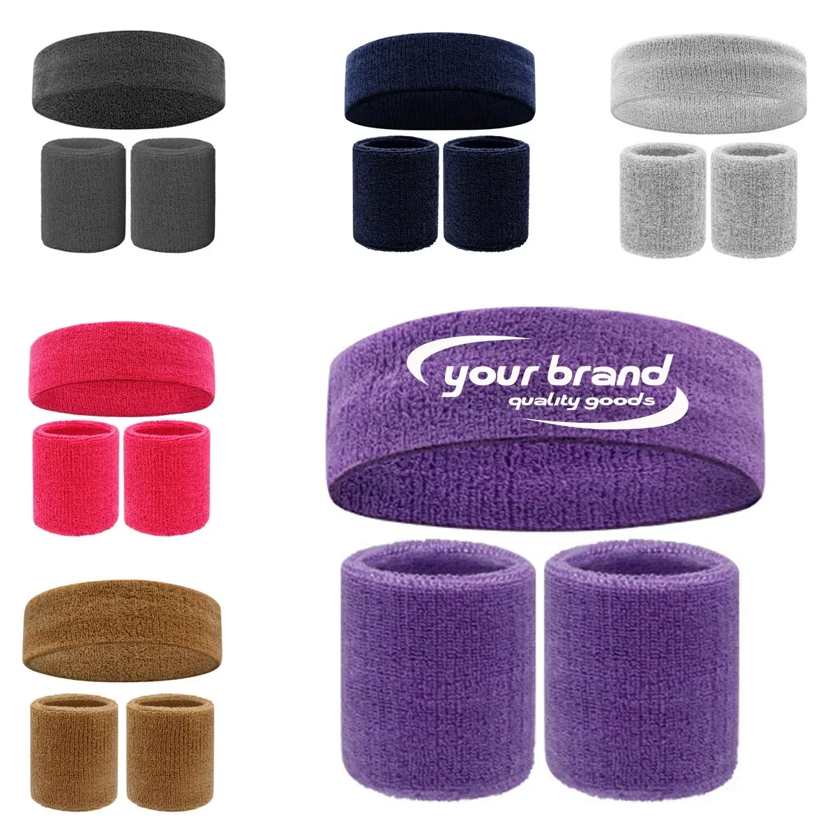 3-Piece Sports Sweatband Set Includes Headband/Wristband 1
