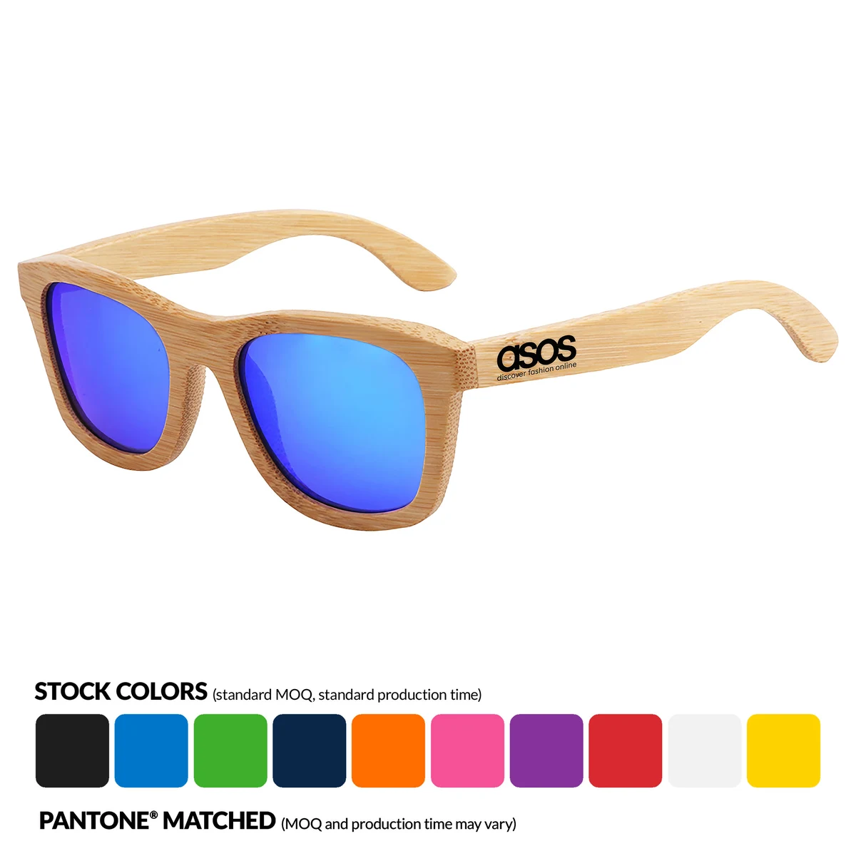 Bamboo Mirrored Lenses Promotional Sunglasses w/ Temple Imprint 1