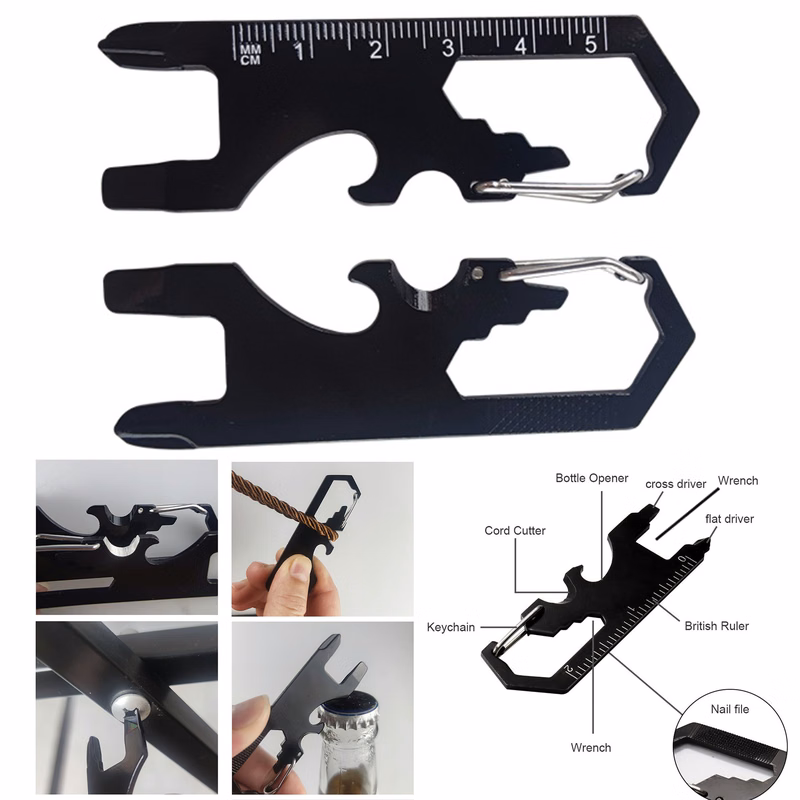 9 in 1 Keychain EDC Multi Tool Carabiner Multifonction Pocket Backpack Tool Gadget