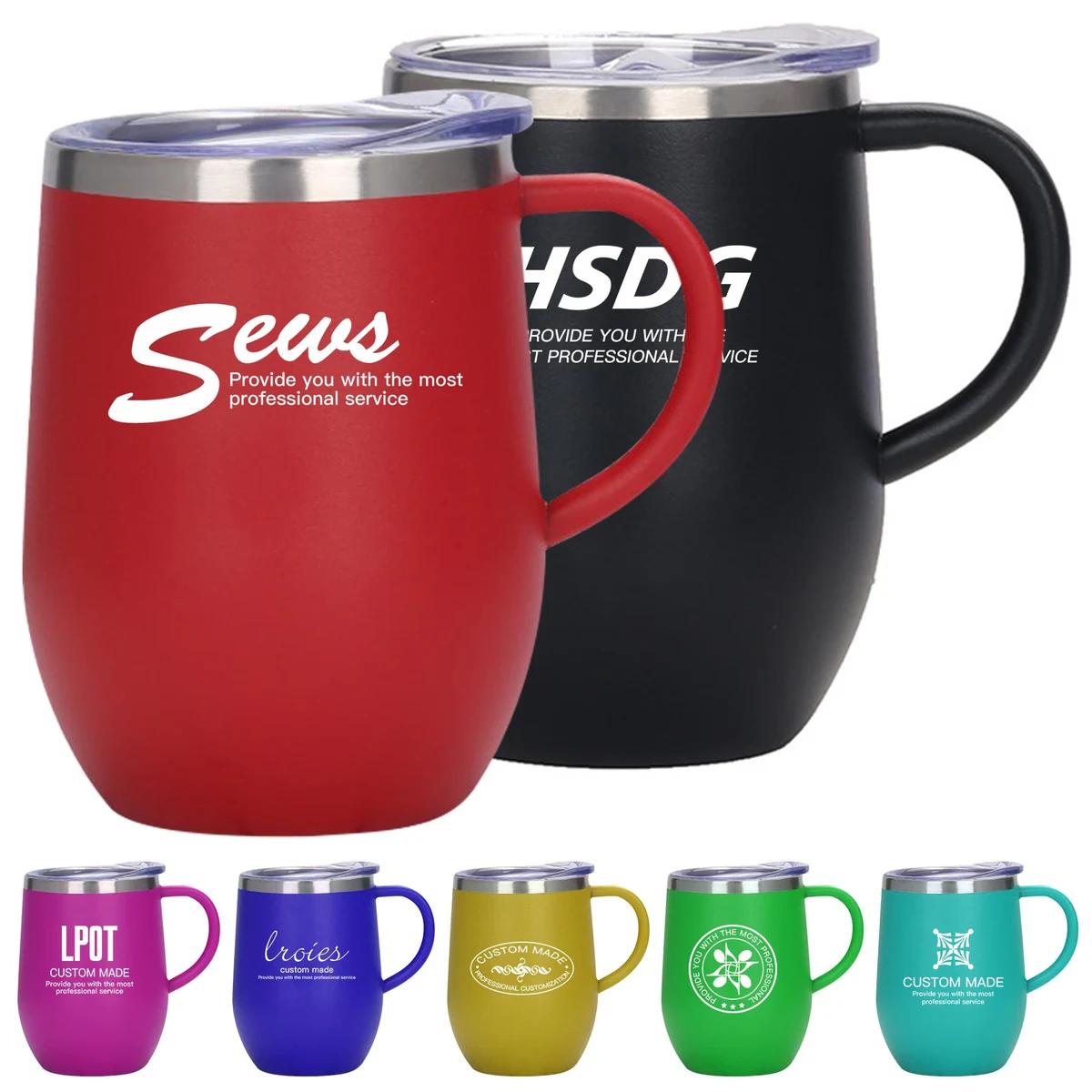 12 OZ Double Wall Coffee Cup with Lid And Strong C-Handle 1