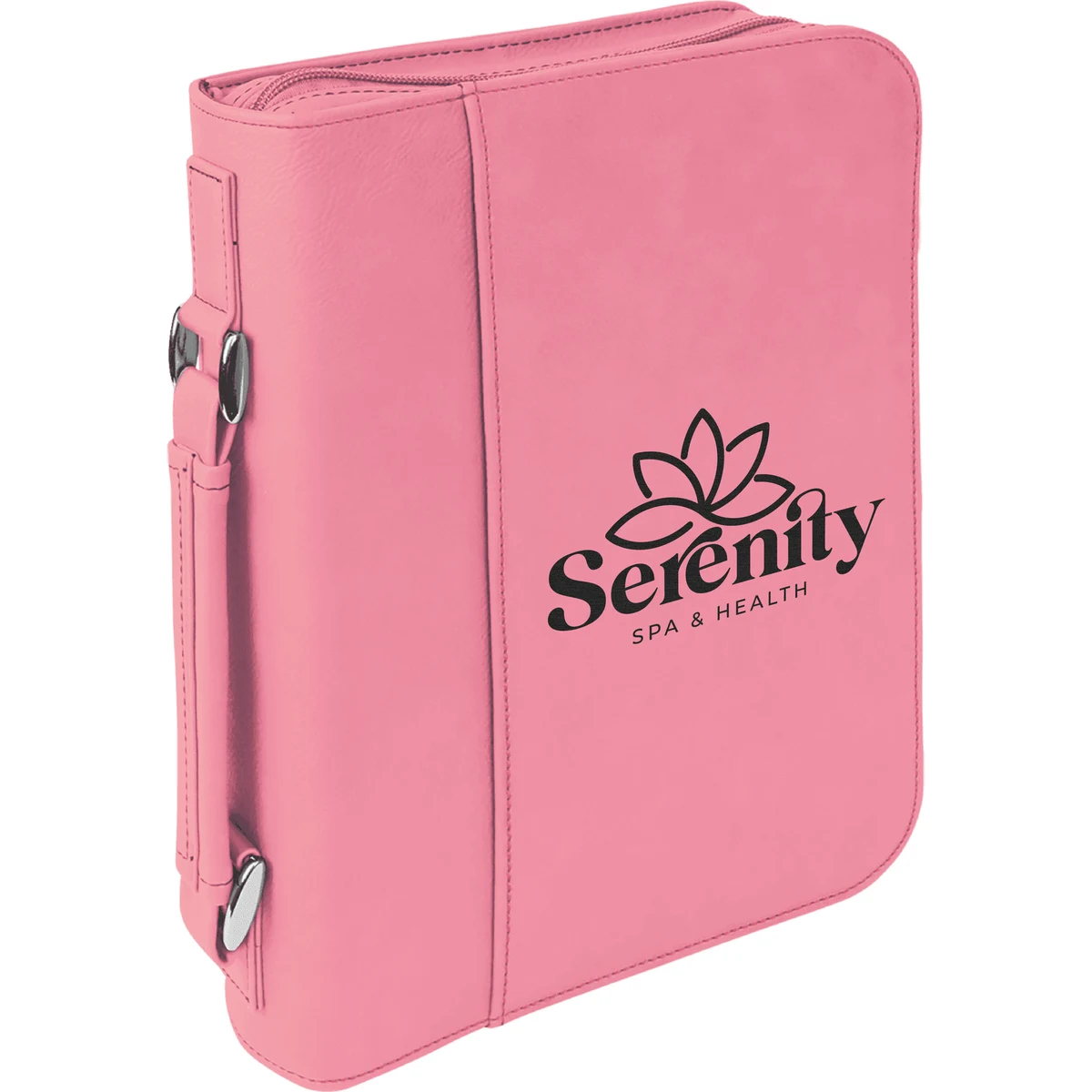 7" x 10" Pink Leatherette Book/Bible Cover with Handle & Zipper 1