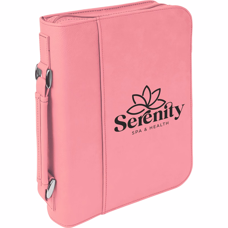 7" x 10" Pink Leatherette Book/Bible Cover with Handle & Zipper