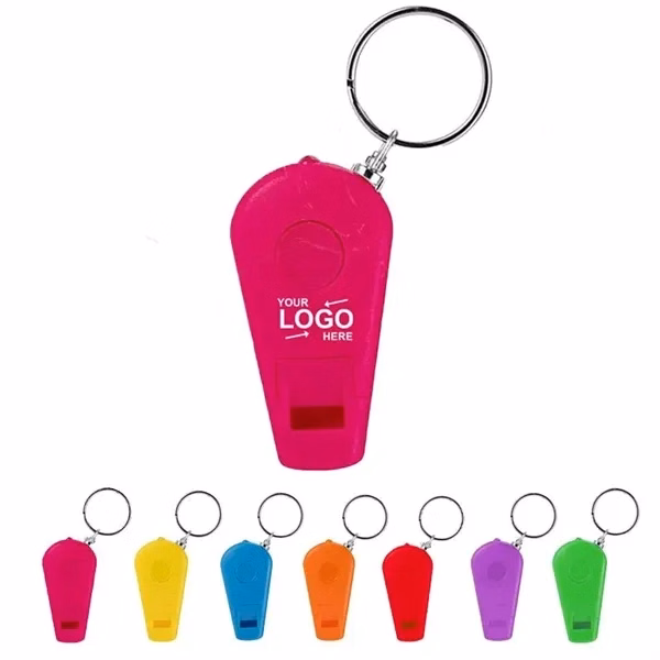 Custom Plastic LED Whistle Keychain With Emergency Light — Pocket Safety Tool