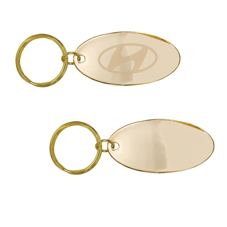 Gold Plated Brass Oval Keyring (1.25" x 2.25") 1