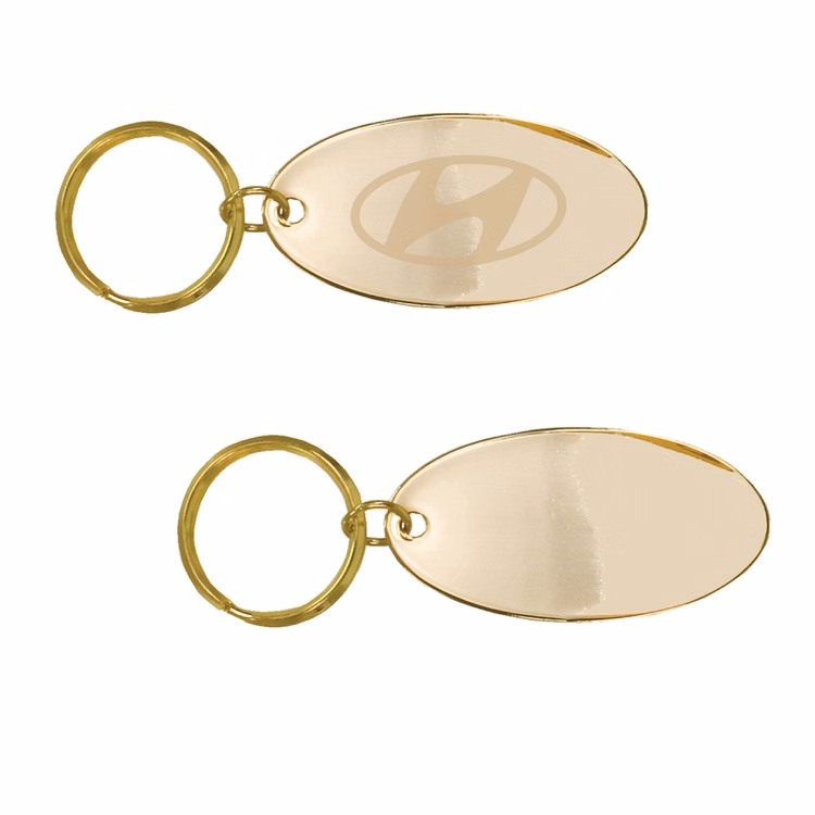Gold Plated Brass Oval Keyring (1.25" x 2.25")