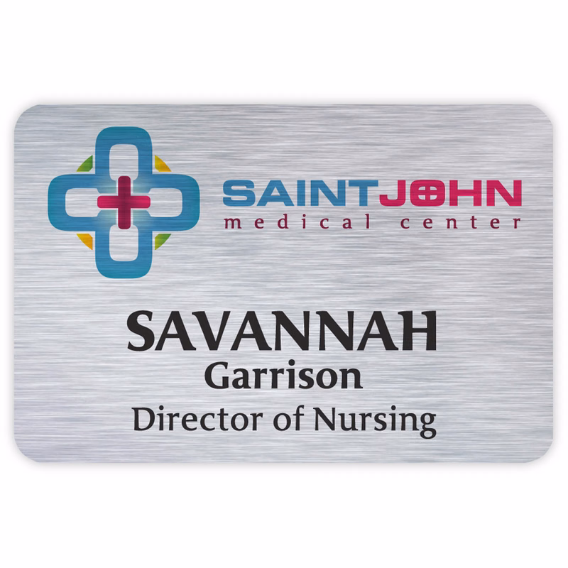 Savannah Custom Metal Name Badge (Custom sized between 6 and 9 sq. in.)