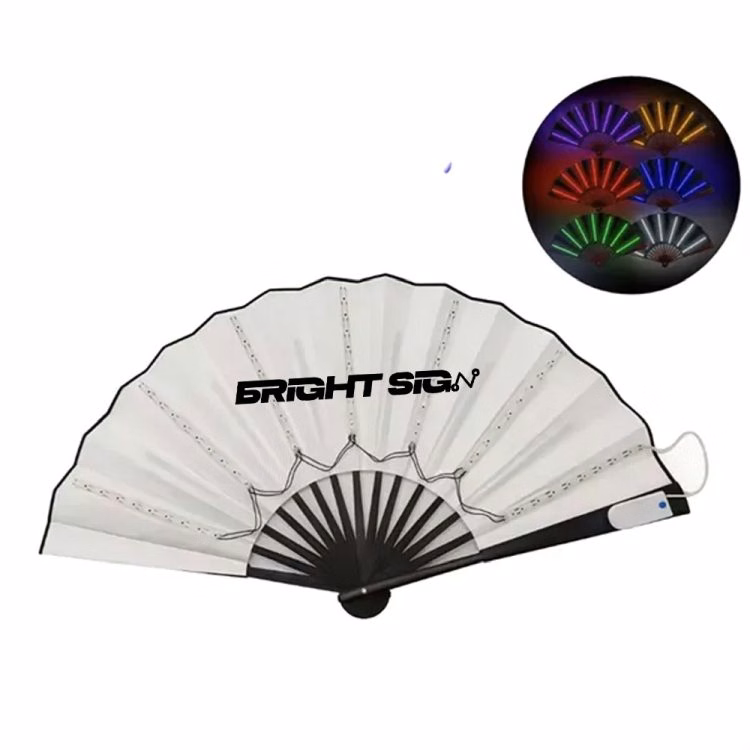 Glow-in-the-Dark LED Folding Hand Fan 10"