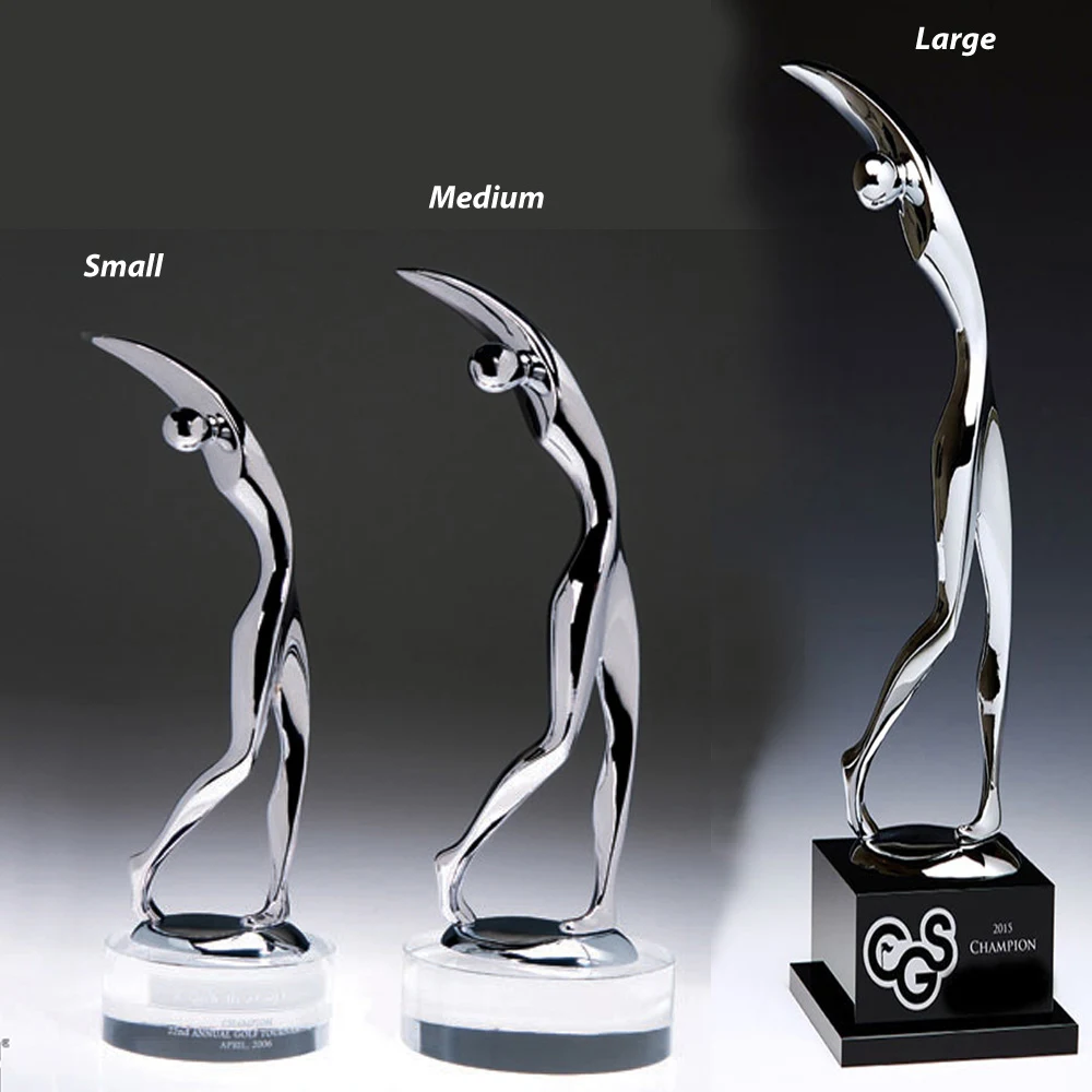 Fantastic Metal Golfer Trophy with Crystal Base, Medium 1