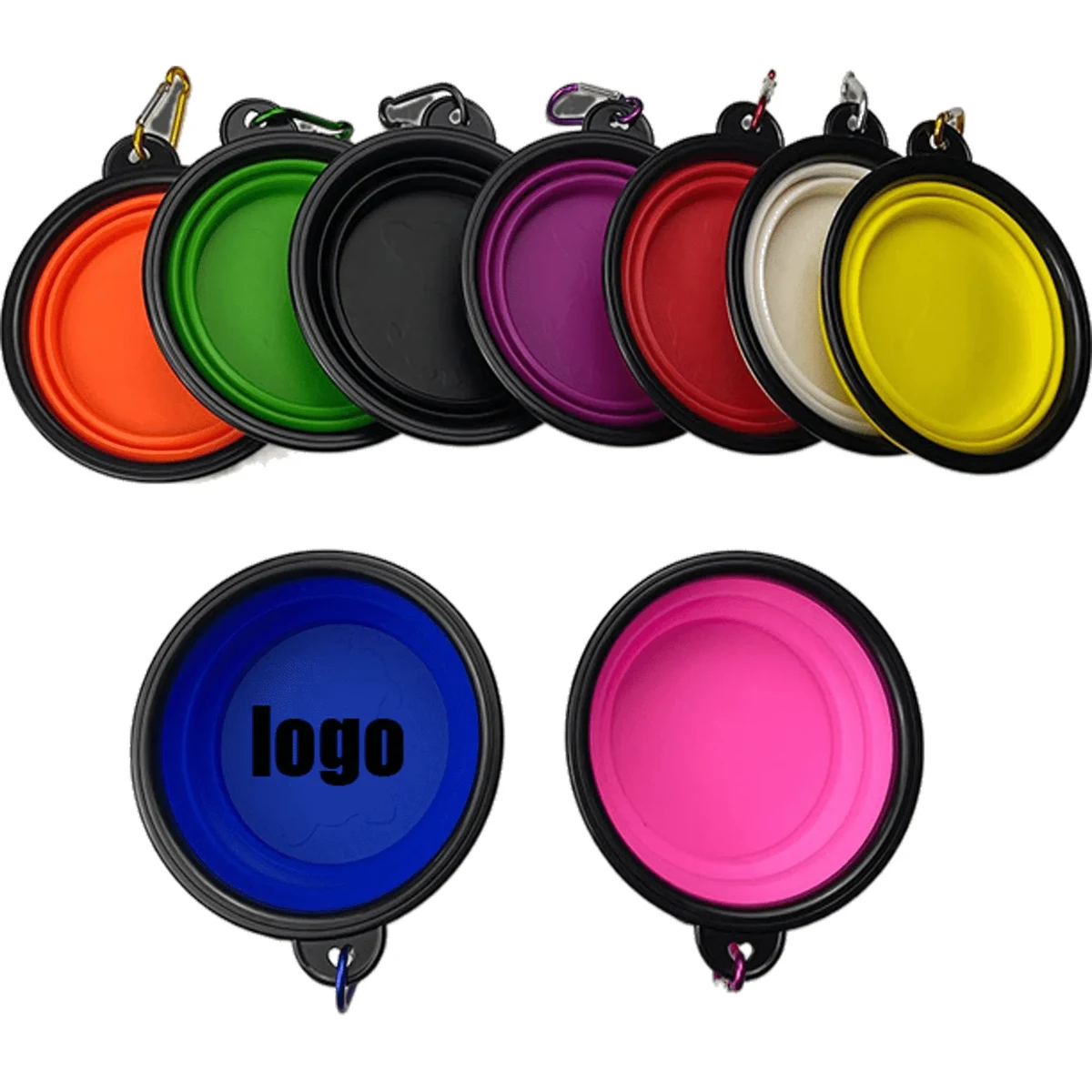 MOQ 20PCS Silicone Collapsible Pet Bowl With Carabiner 1
