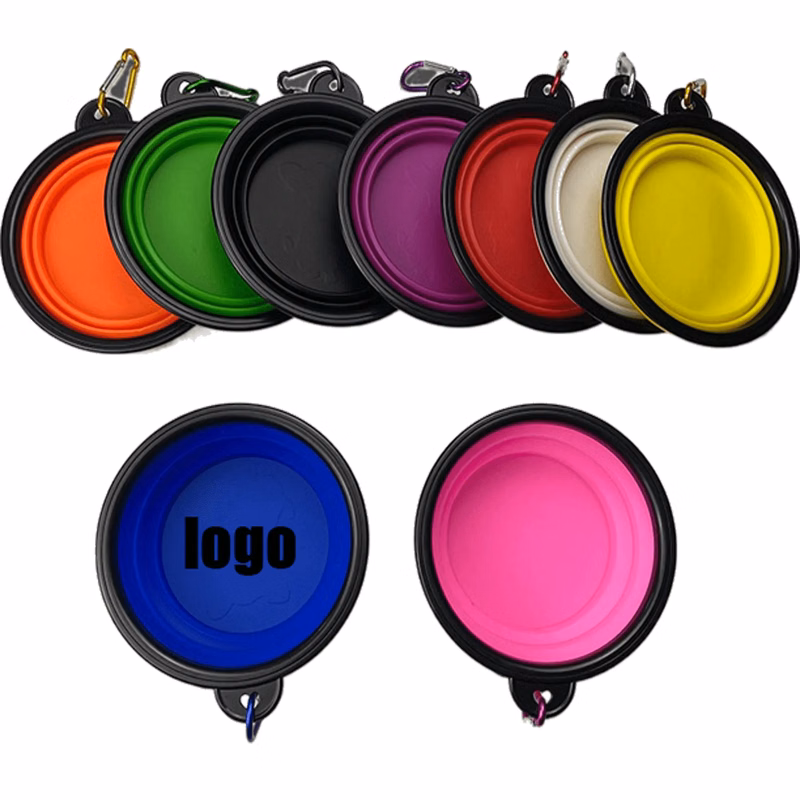 MOQ 20PCS Silicone Collapsible Pet Bowl With Carabiner