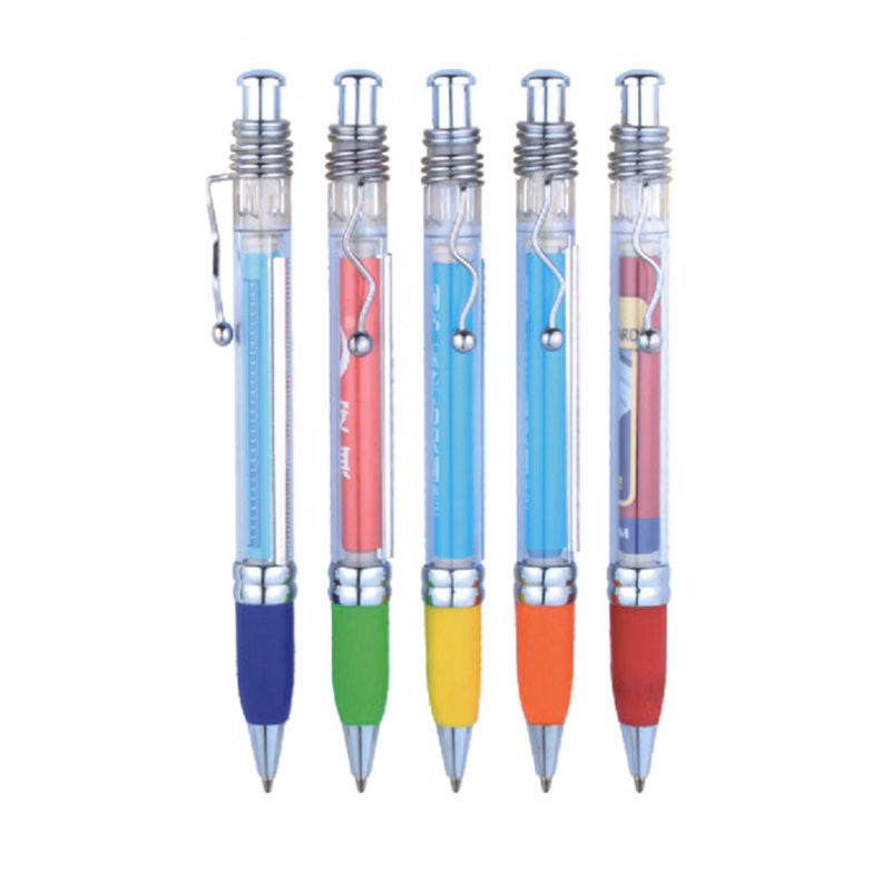 New multcolor ball point pen plastic transparent advertising pen