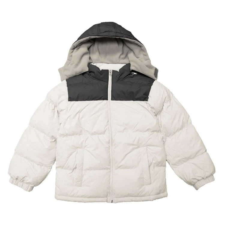 Boys' Heavyweight Bubble Jackets - Black & White 4-7 Hooded 1