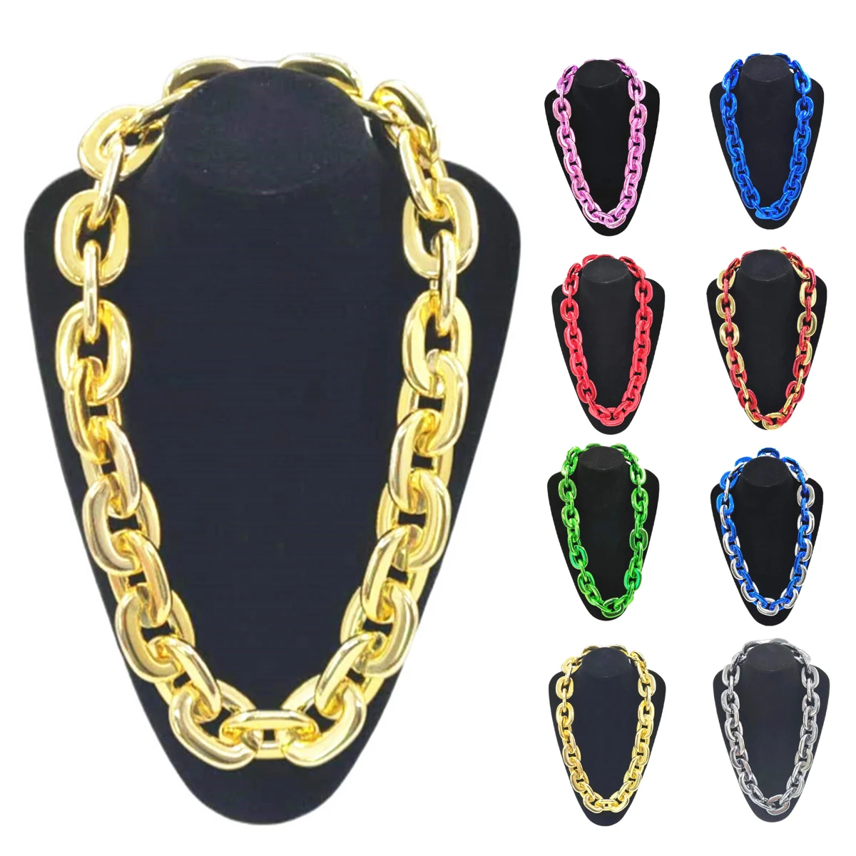 Oversized Silver Necklace ?C Multi-Color Options 1