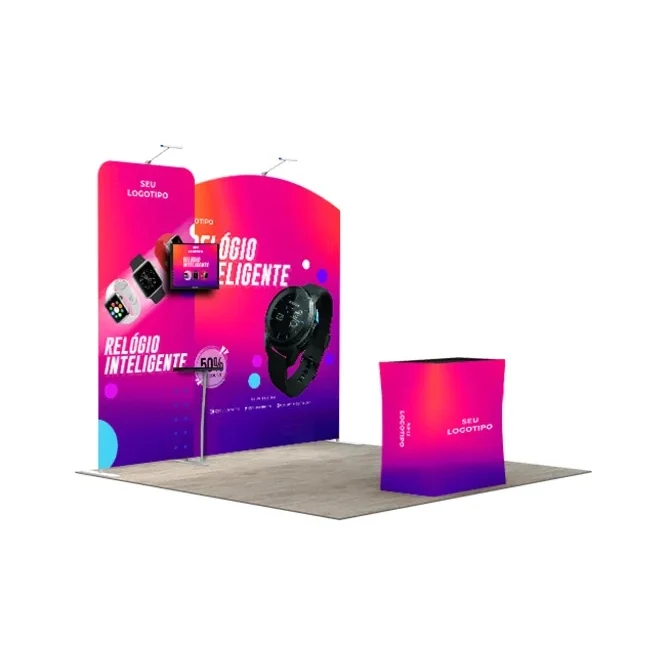 10ft Inline Trade Show Booth – Portable Backwall Display with Counter 1