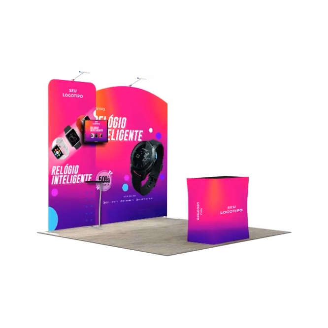 10ft Inline Trade Show Booth – Portable Backwall Display with Counter