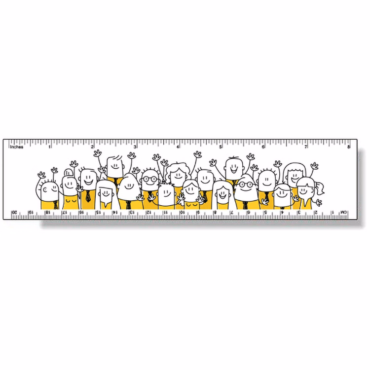 .020 White Plastic Rulers 1.88"x8.25" Rectangle / Square Corner, Full Colour