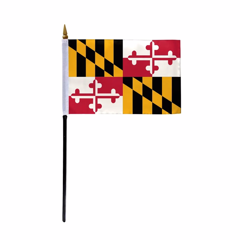 4"x6" & 12"x18'' Maryland ePoly Printed Stick Flags