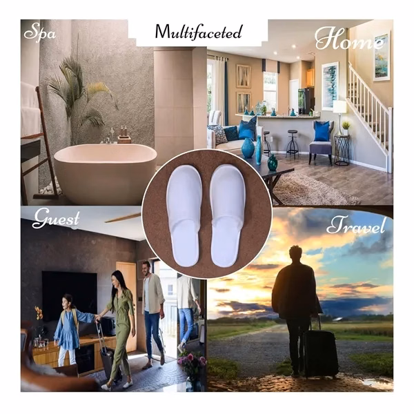 Woolen Cloth Closed-Toe Spa and Hotel Slippers
