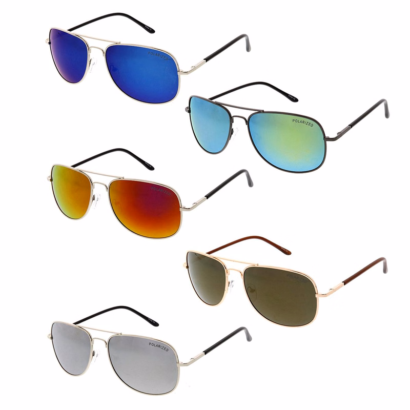 Traveler II Unisex Metal Sunglasses w/Color Mirror Lens