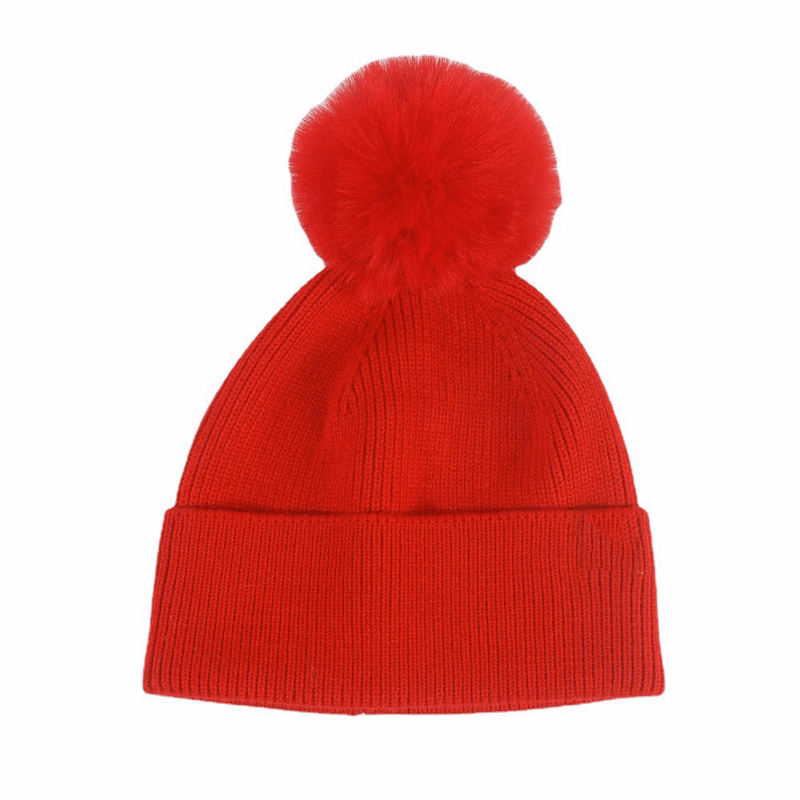 Acrylic Knit Beanie with PomPom