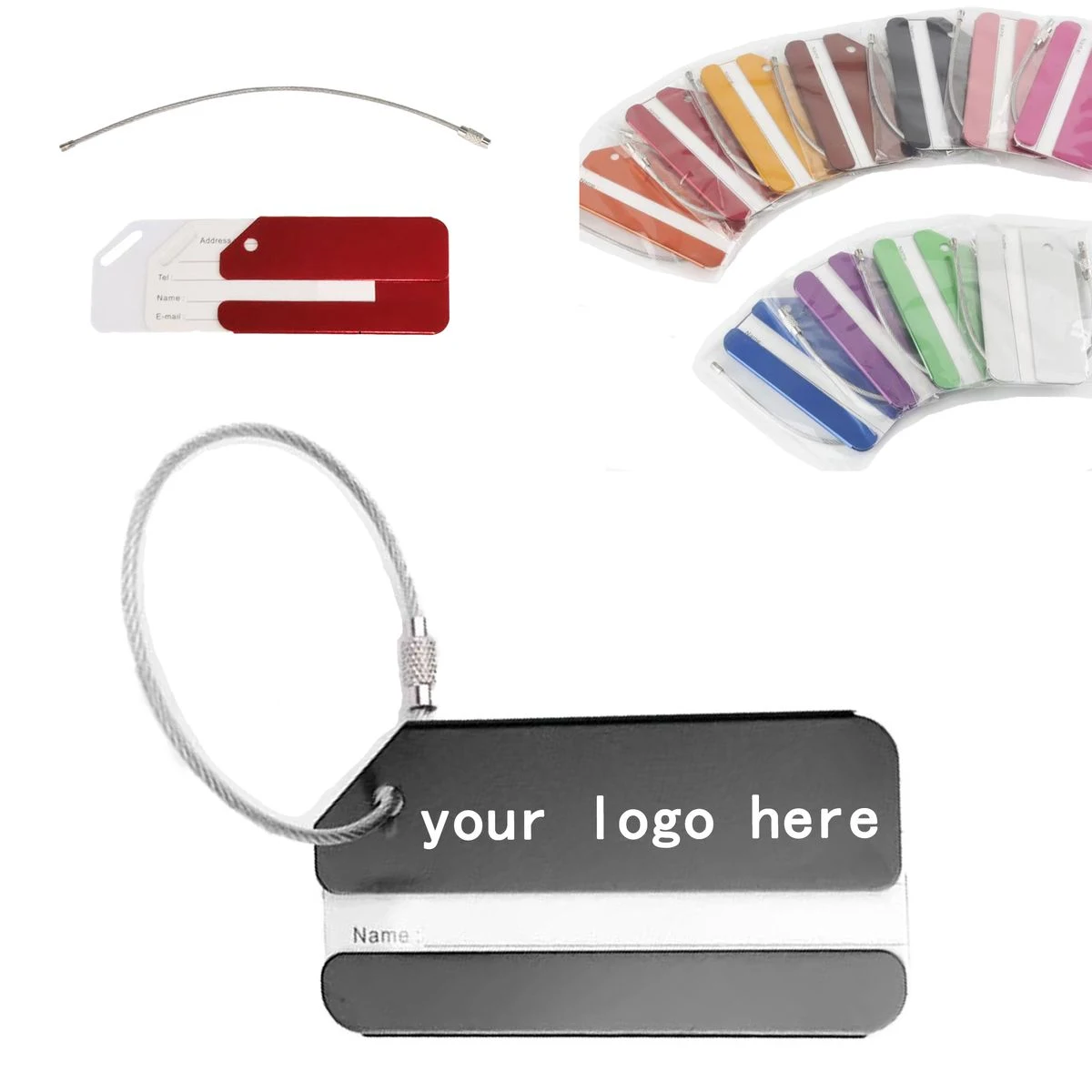 Brushed Aluminum Travel Luggage Tag With Custom Logo Imprint 1