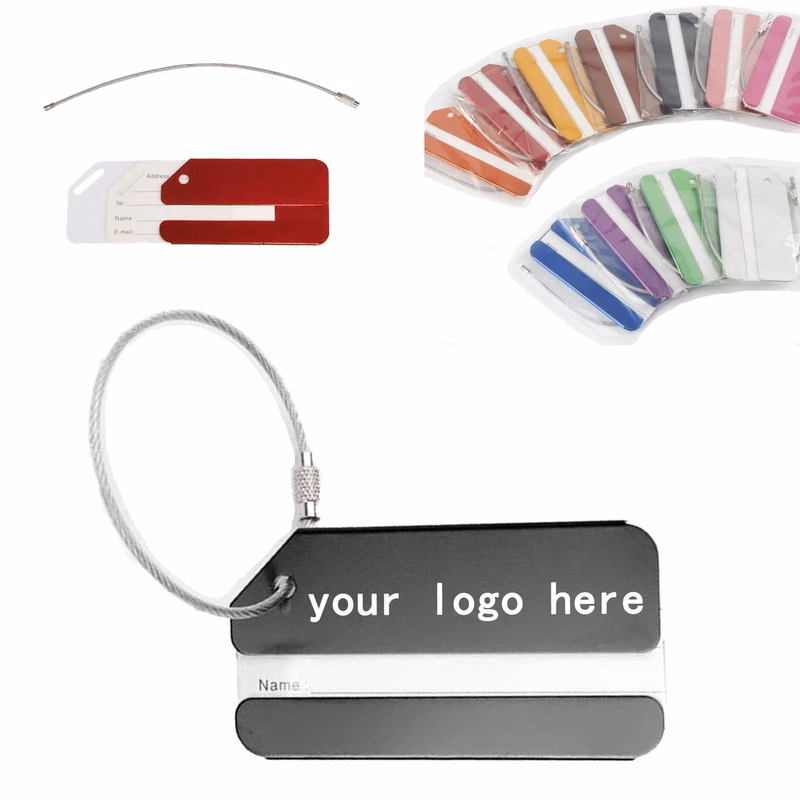 Brushed Aluminum Travel Luggage Tag With Custom Logo Imprint