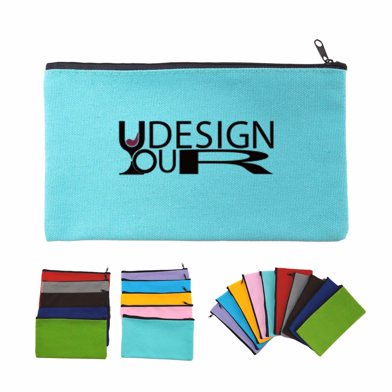 7.9" x 4.7" Canvas Zipper Pouch Pencil Makeup Coin Bag