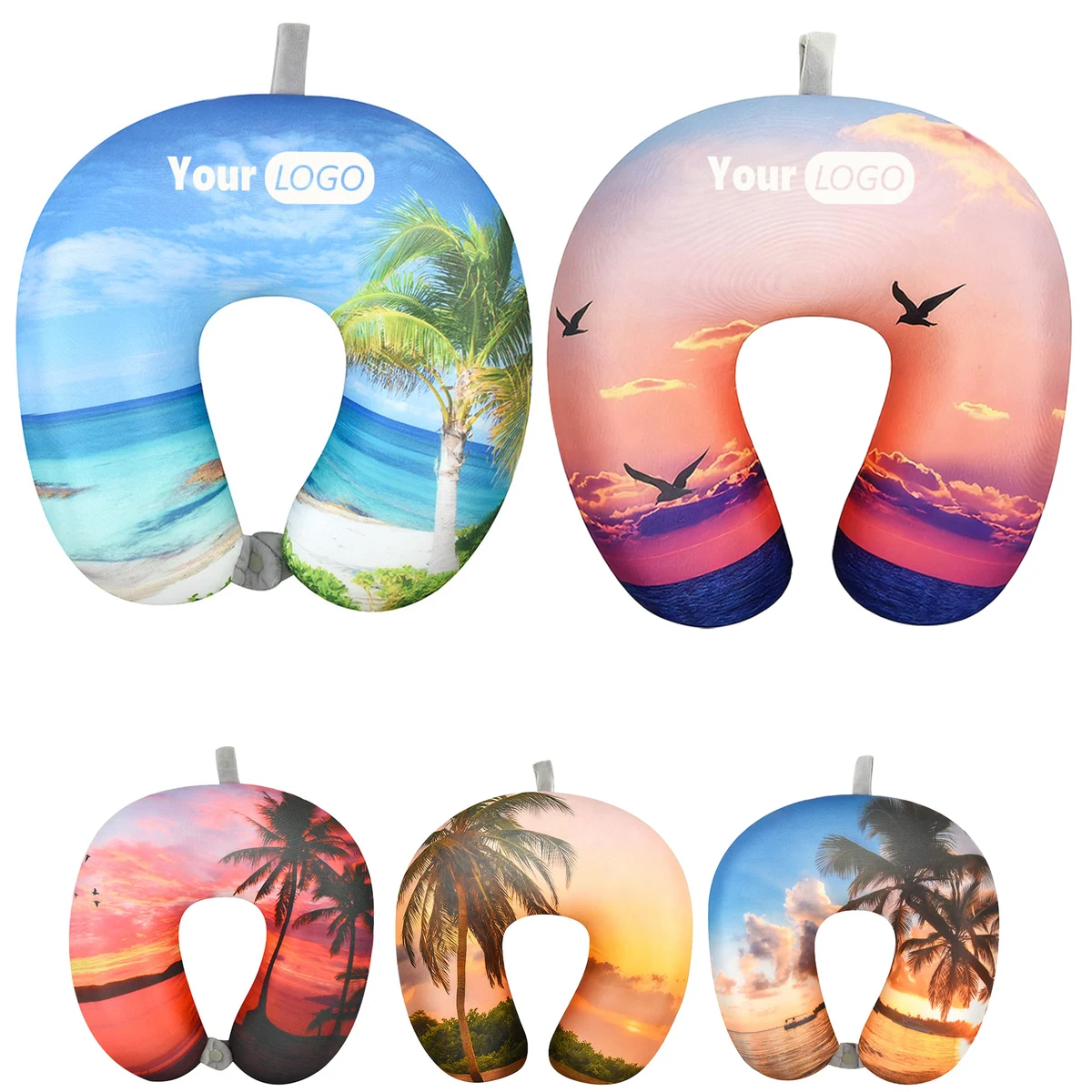 U-Shaped Travel Pillow with Palm Tree Print 1