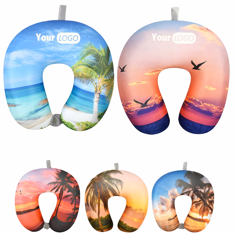 U-Shaped Travel Pillow with Palm Tree Print