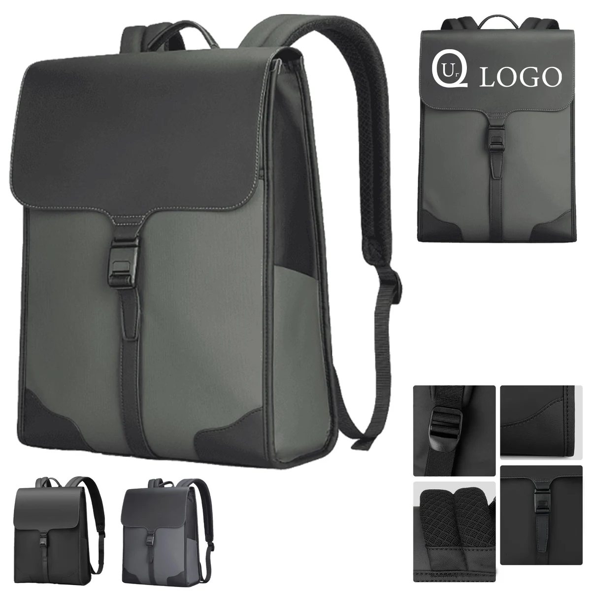 Pu Magnetic Snap Laptop Backpack 1