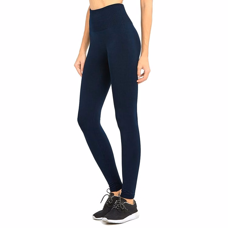 Women's High Waisted Leggings - Navy Fleece One Size