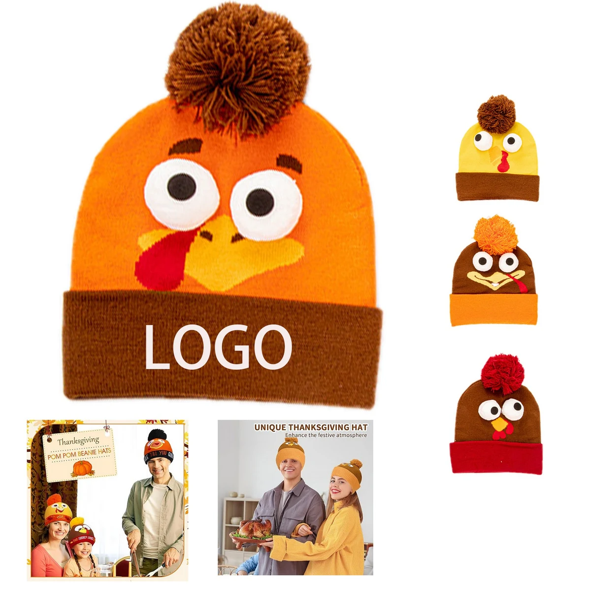 Customizable Thanksgiving Turkey Knit Hat 1