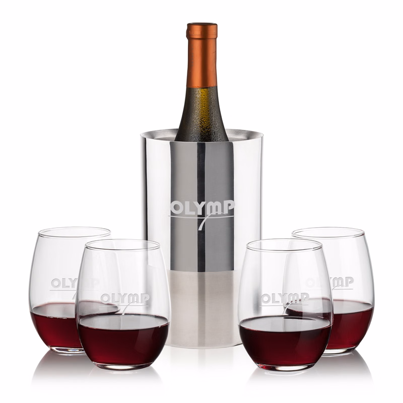 Catania Wine Cooler & Stanford Stemless Wine Set