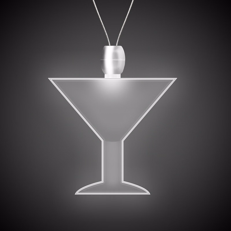 Martini Glass White Light-Up Acrylic Pendant Necklace