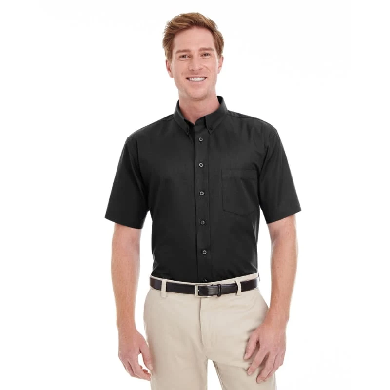 Harriton Men's Foundation 100% Cotton Short-Sleeve Twill Shirt With Teflon™ 1