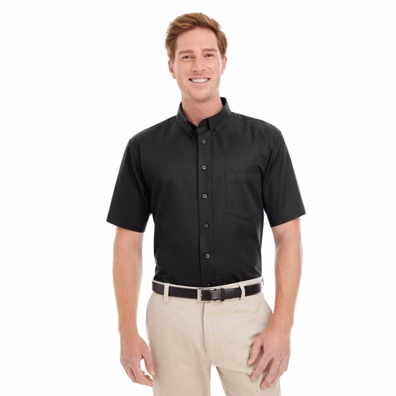 Harriton Men's Foundation 100% Cotton Short-Sleeve Twill Shirt With Teflon™