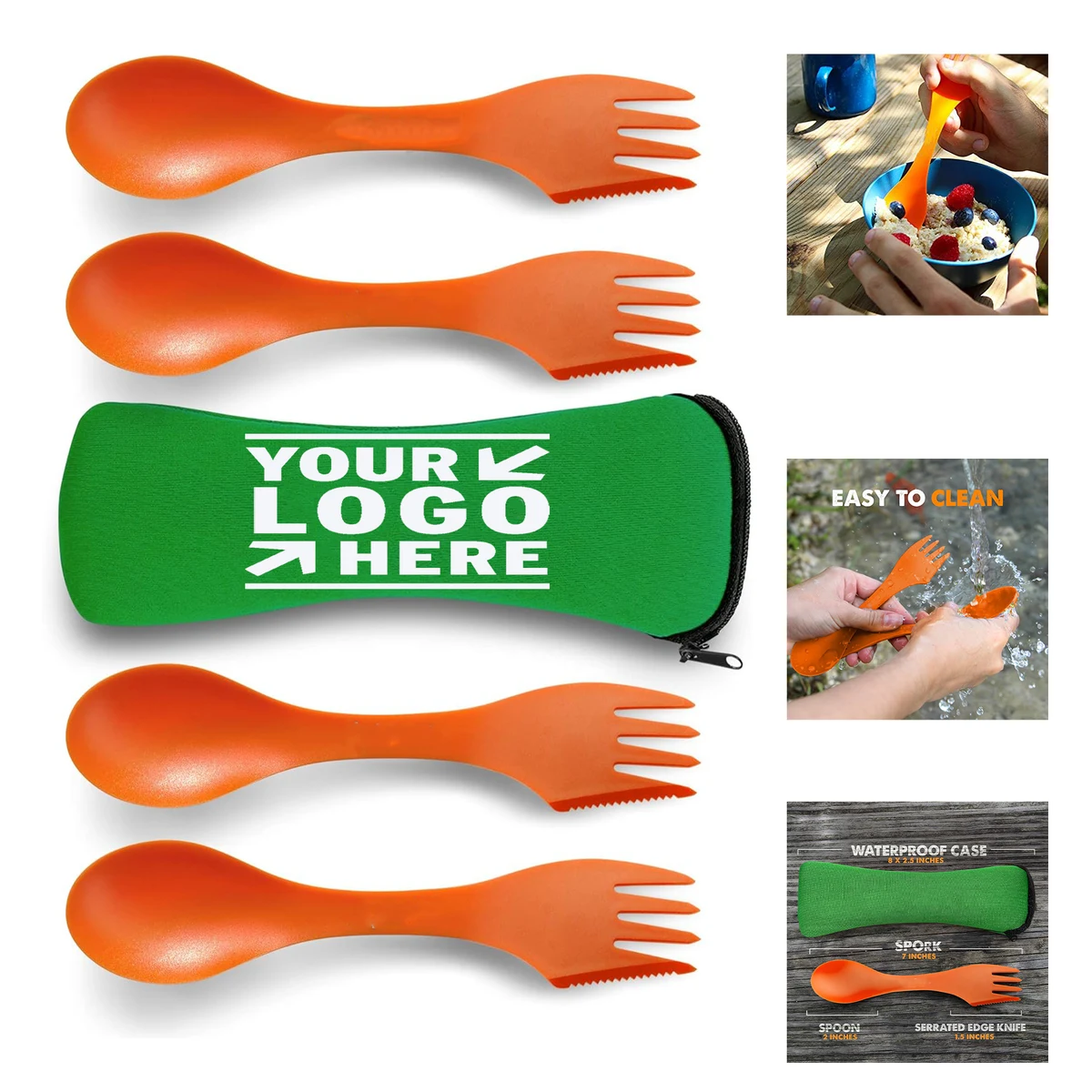 Durable BPA Free 4 Pcs Spork Spoon Set Fork Knife Combo Utensils Flatware Camping Mess Kitble 1