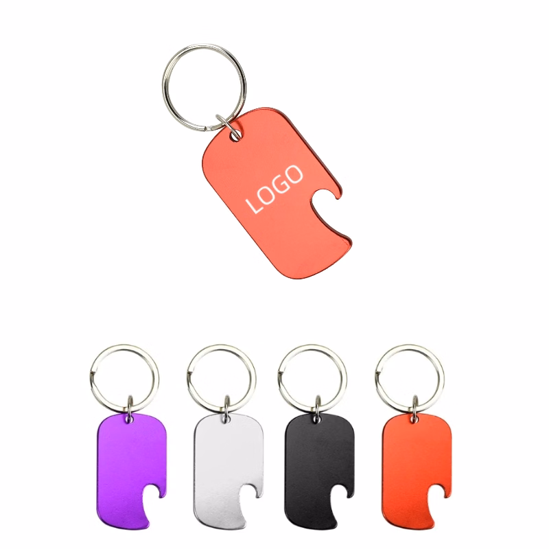 Aluminum Alloy Dog Tag Bottle Opener Keychain